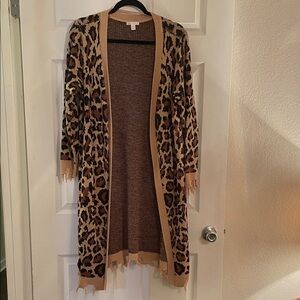 Cato Animal Print Open Front Cardigan